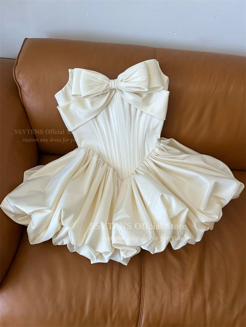 SSYTENS – Mini robe de mariée en Satin bordeaux, short, robes de soirée pour mariage civil, robes de mariée blanches personnalisées, 2026