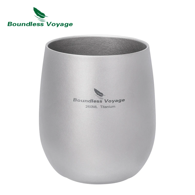 Tasse à eau en titane à double paroi Boundless Voyage, tasse à boire de qualité alimentaire pour le camping, les voyages, le bureau, l'usage quotidien Ti3084D-new