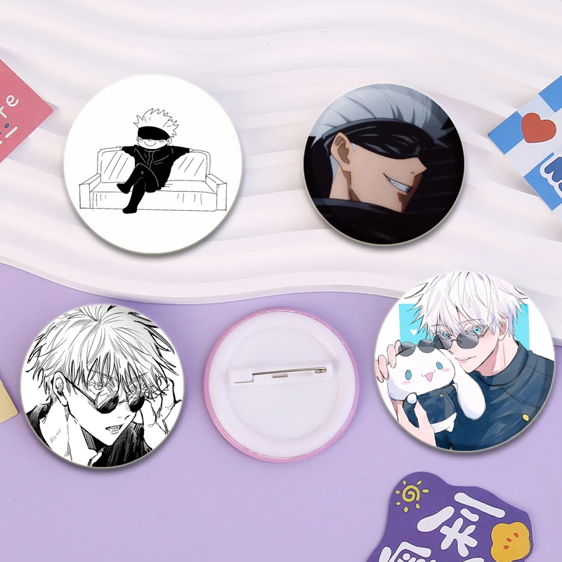 Anime Satoru Gojo Button Pins Jujutsu Series Cartoon Badge 32/44/58mm Round Creative Brooches for Backpack Accessories Gifts