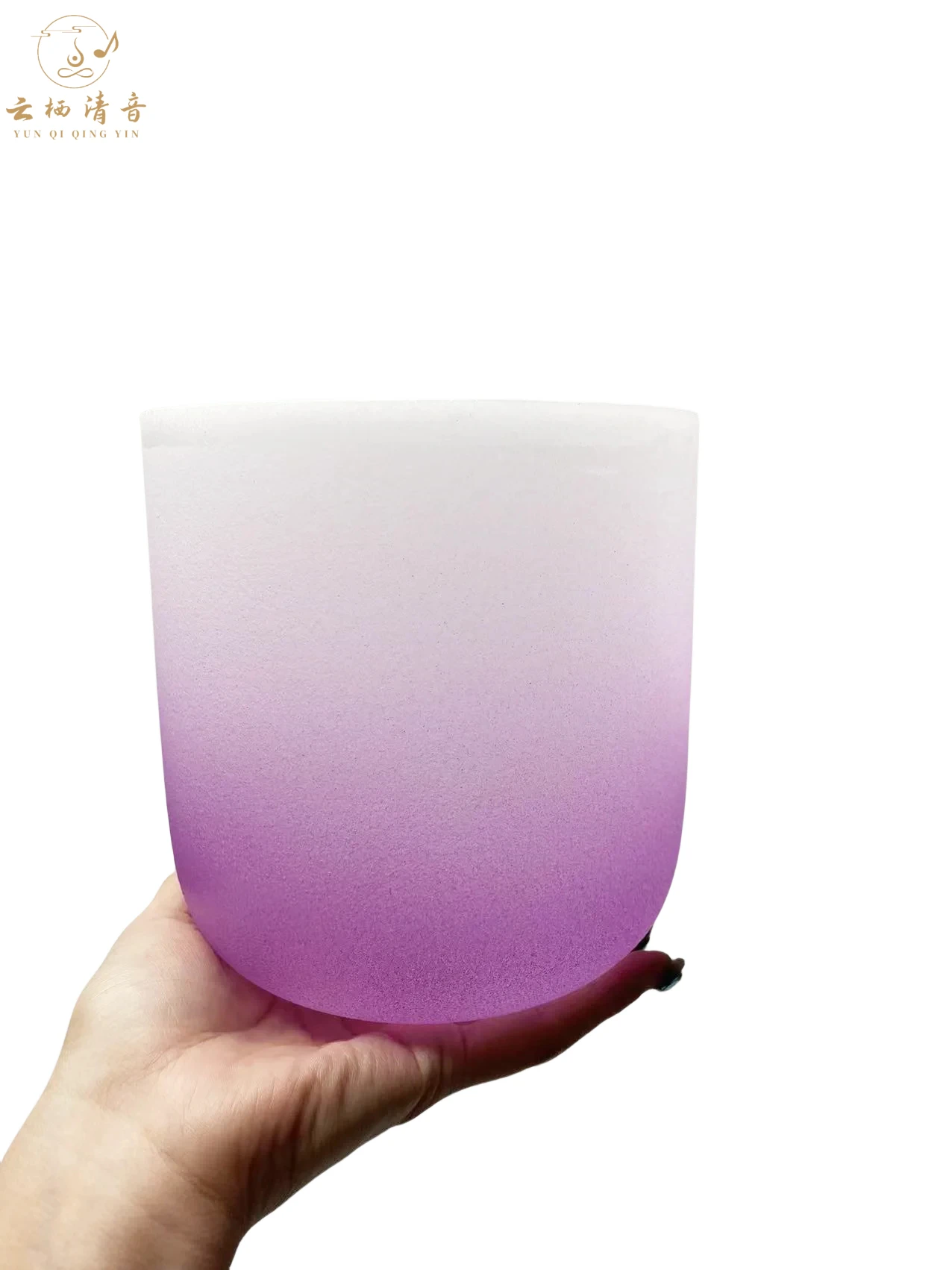 YUNQIQINGYIN 432Hz/440Hz 6" Tuned Note B Half Color Aria Gradient Frosted Quartz Crystal Singing Bowl Sound Healing Instrument for Yoga Sound Bath Meditation Crown Chakra Balancing Energy Cleansing