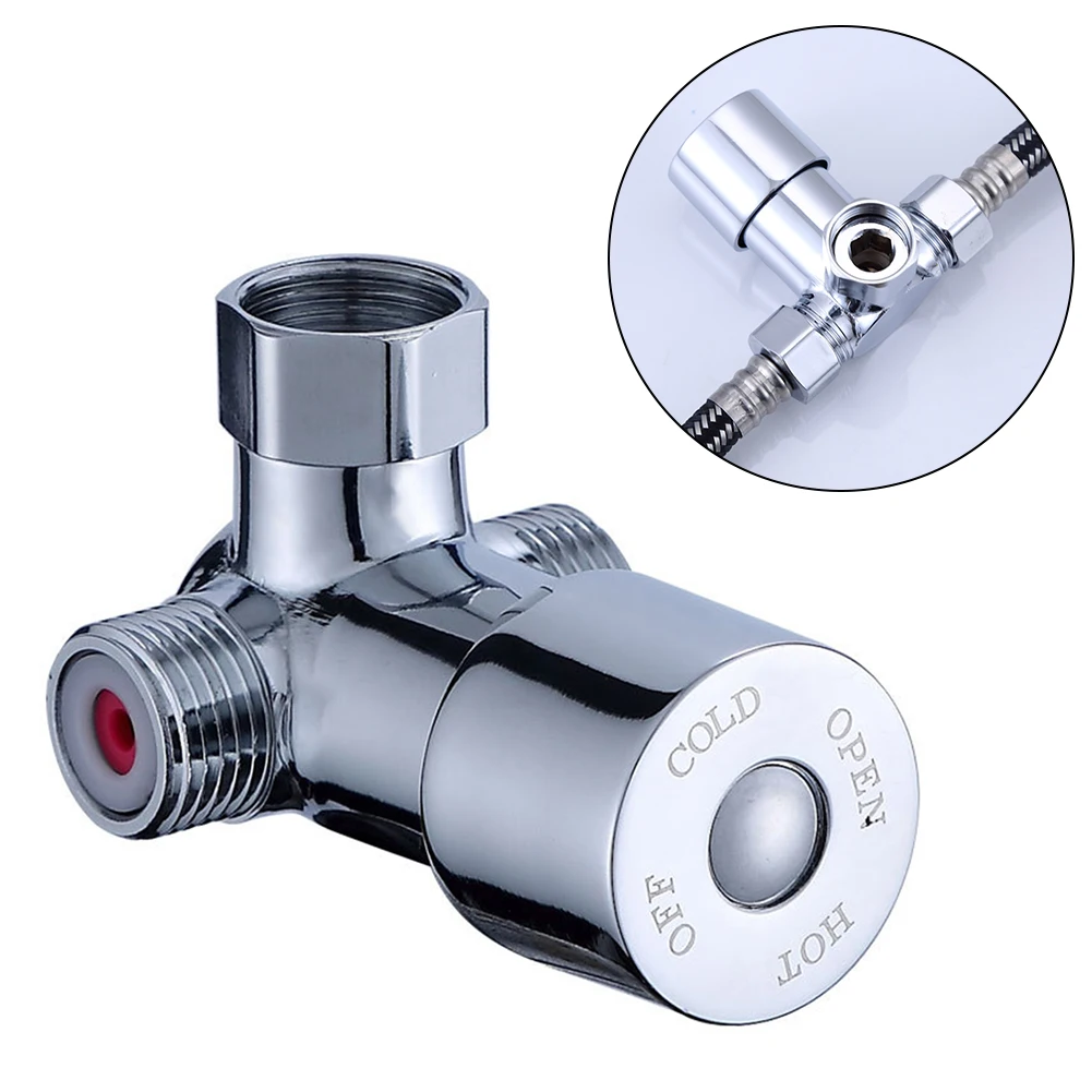 Hot Cold Water Mixing Valve Thermostatic Mixer Temperature Control Shower Faucet Three-way Adjustable Water Heater Control Valve
