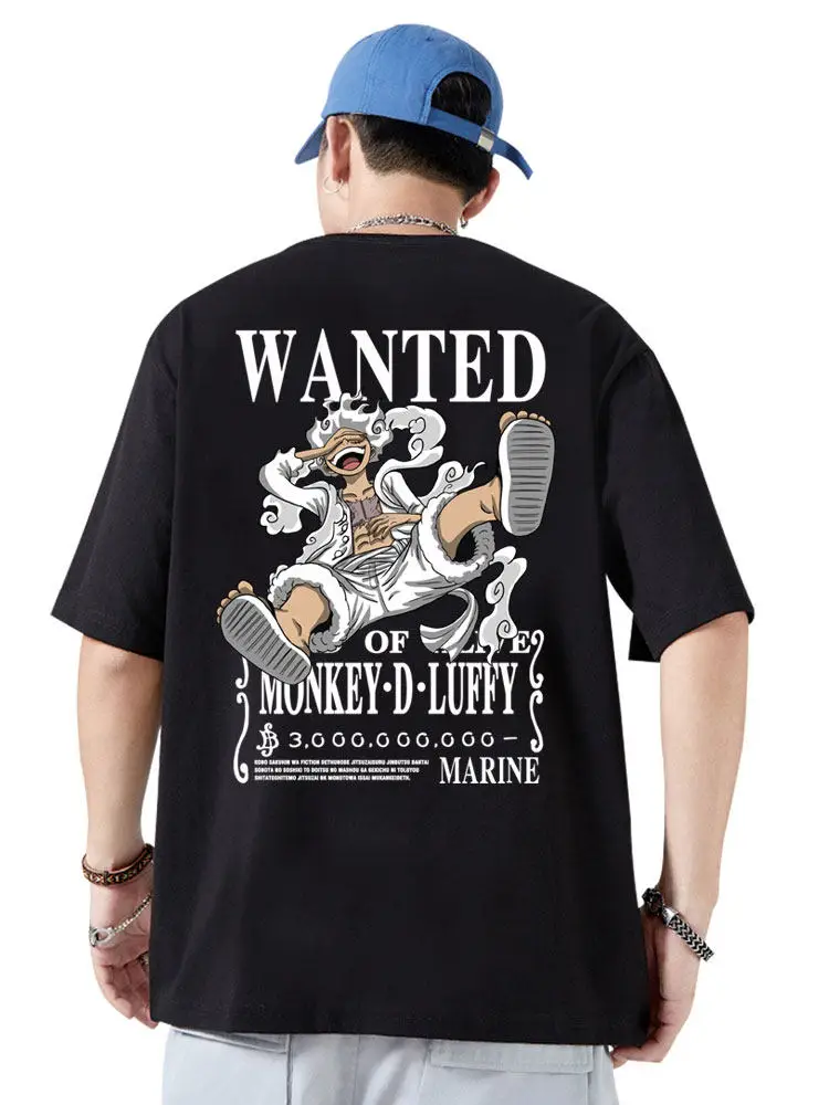 

Футболка с коротким рукавом One Piece Anime Sun God Nika Luffy, из чистого хлопка, с мультяшным принтом, для фанатов
