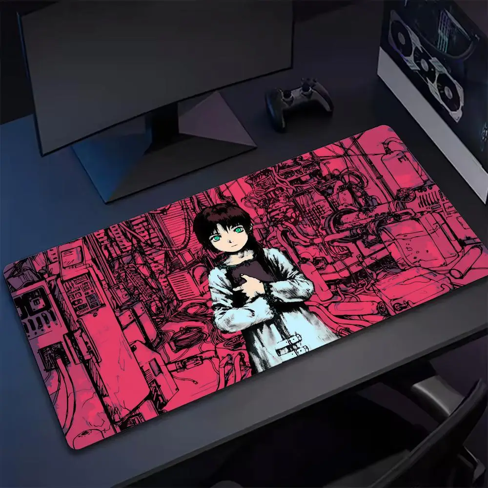 Serial Experiments Lain Anime Mouse Pad Tapetes de Mesa Teclado, Borracha Kawai, Tapete de Mesa Antiderrapante, XXL90x40cm