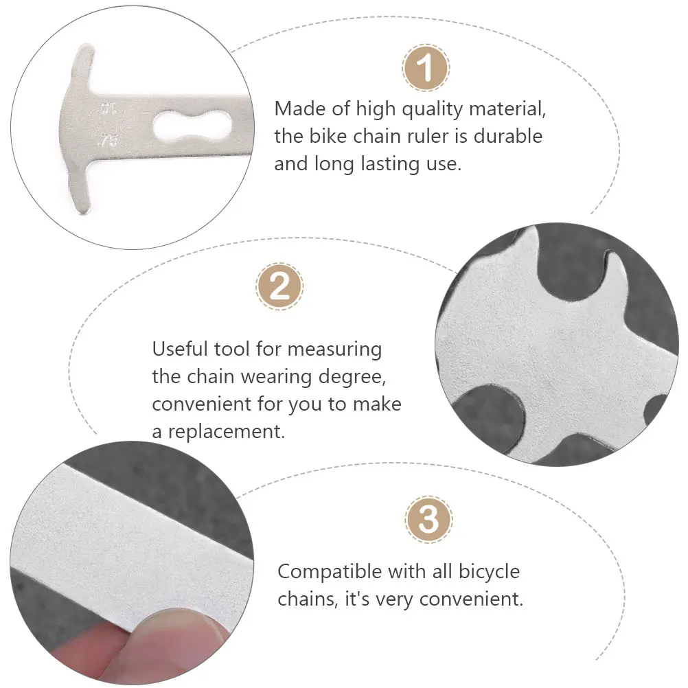 

5pcs Chain Testing Tool Durable Measuring Wearing Degree Replacement Compatible Light Portable Steel Gauge Bike Wear Ruler