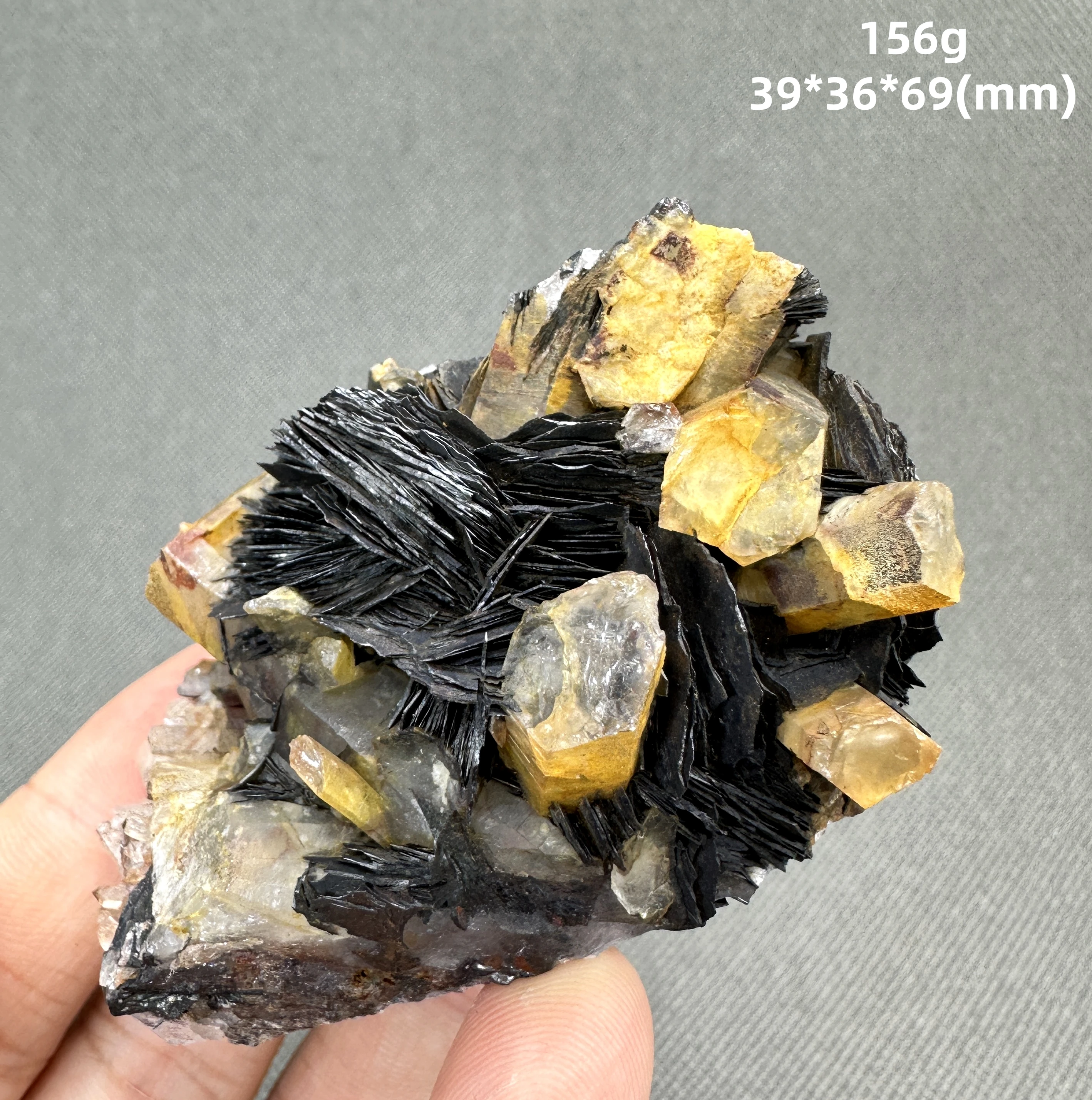 

Natural crystal and Specular hematite symbiosis mineral specimen + healing quartz crystals and stones rock gemstone