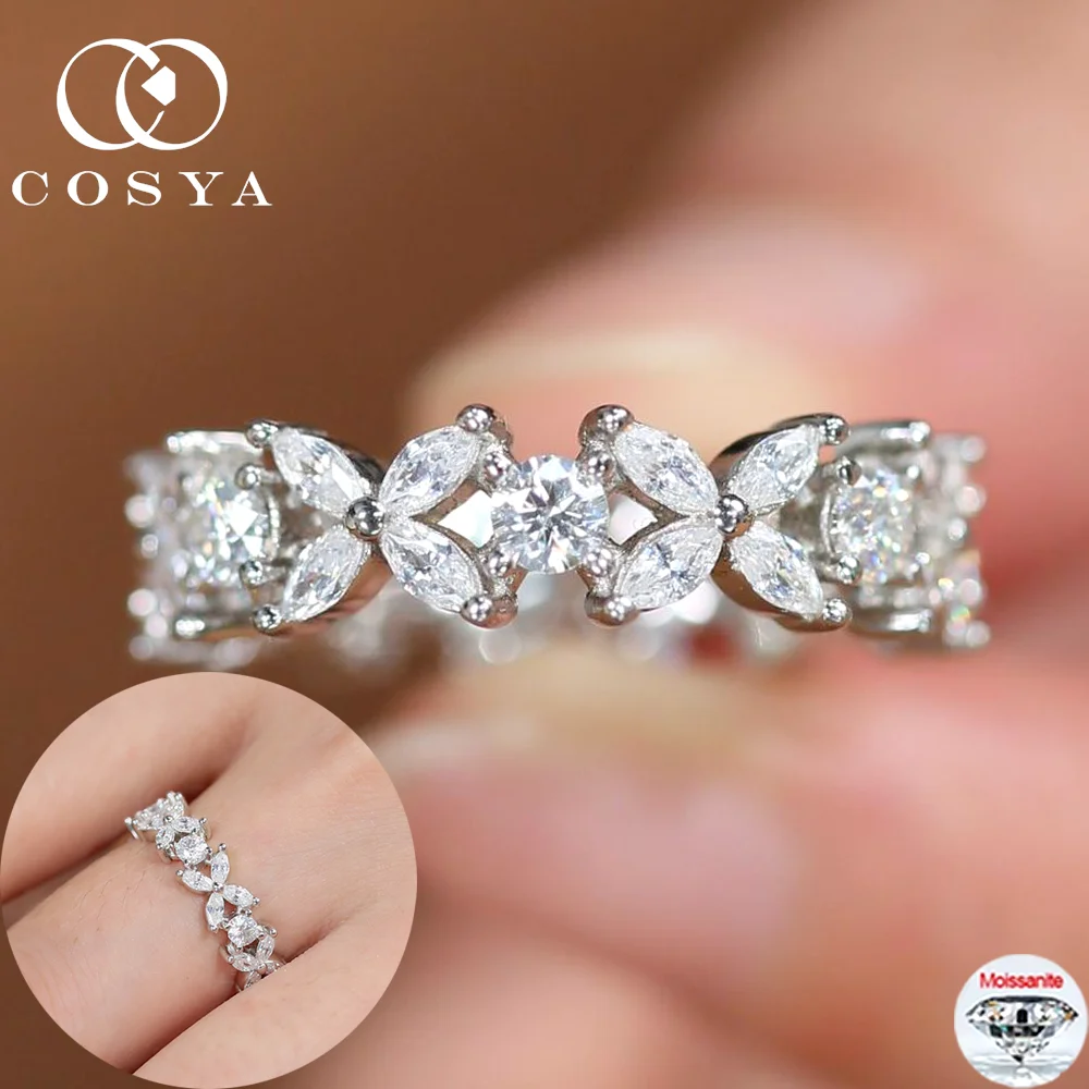 

COSYA 2.5CT Moissanite Wedding Ring for Women 100% 925 Sterling Silver D VVS1 Lab Diamond Butterfly Band Fine Jewelry Gift