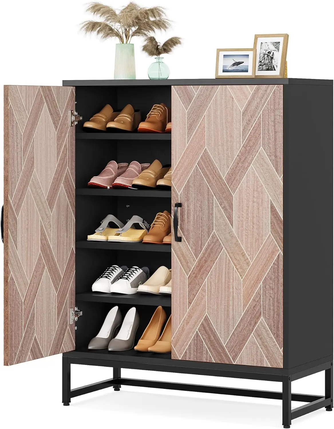 

Shoe Storage Cabinet for Entryway, Modern Shoe Organizer Cabinet with Removable Shelves for 16-20 Pairs