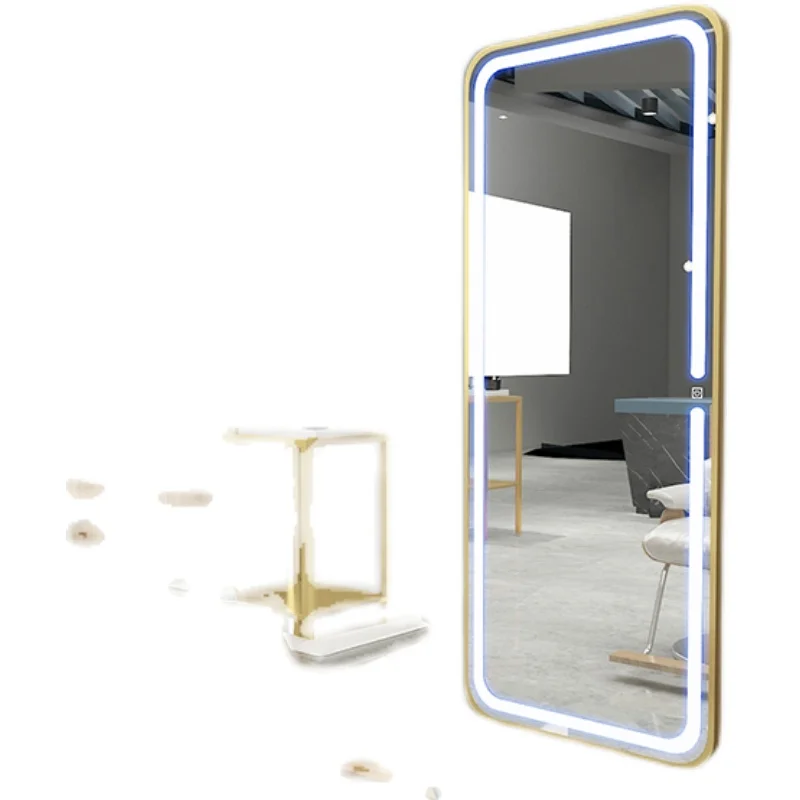 

Internet celebrity hair salon mirror, barber shop hair salon hair cutting mirror, simple double-sided floor mirror