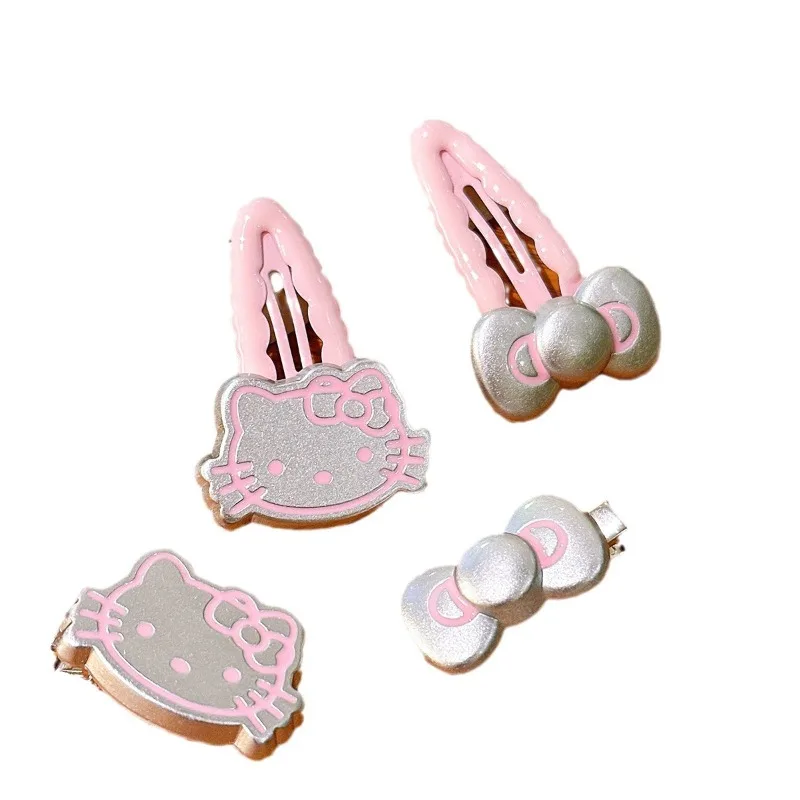 Little Fresh Hello Kitty Bow Hairpin Girl's Heart, Bangs Side Clip Cartoon Headband, Headband  Elastic Band, Female Wholesale