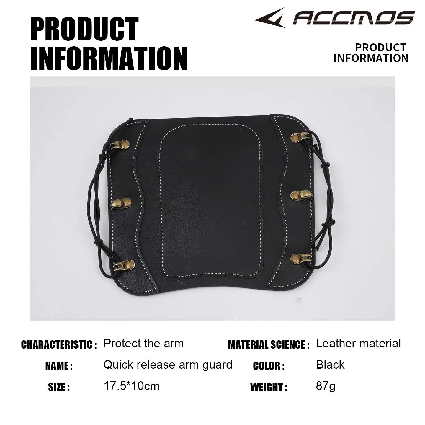 ACCMOS Leder-Armschutz für Bogenschießen, Fleece-Gefüttert, Verstellbarer Schnür-Armschutz für Traditionelle Recurve-Bögen – Detail 9