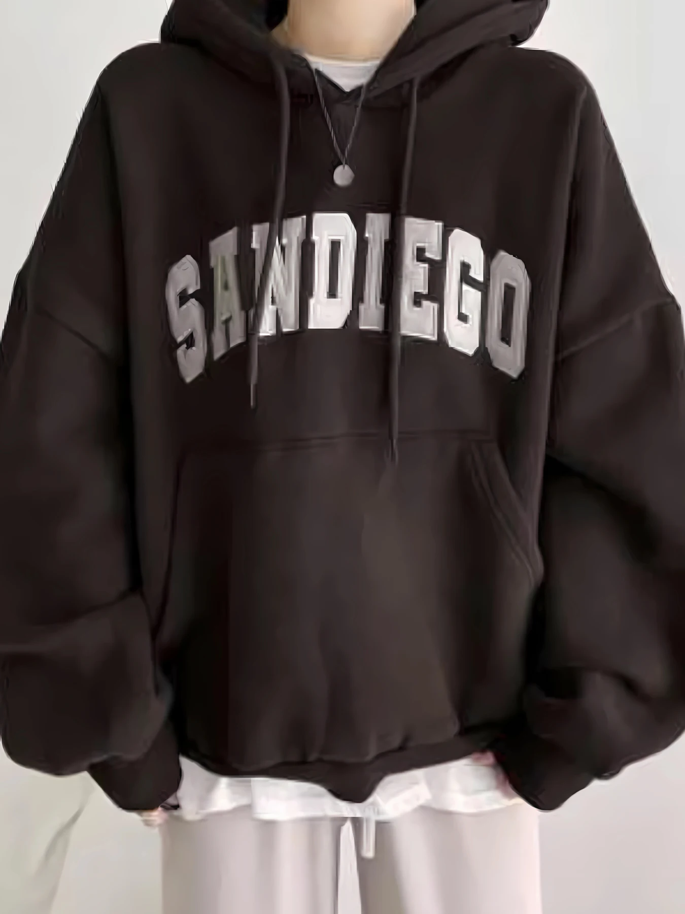 

SANDIEGO English Artistic Word Pattern Print Women's Fashion Hoodie Winter Casual Hooded Sweater Long Sleeve Cap