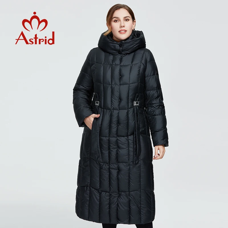 

Astrid 2022 New Winter Women's coat women long warm parka Plaid fashion thick Jacket hooded large sizes female clothing 9546