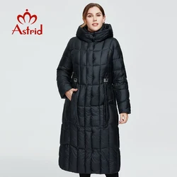 Aster D-abrigo largo y cálido para mujer, parka a cuadros, chaqueta gruesa con capucha de talla grande, ropa de invierno, novedad de 2022, 9546