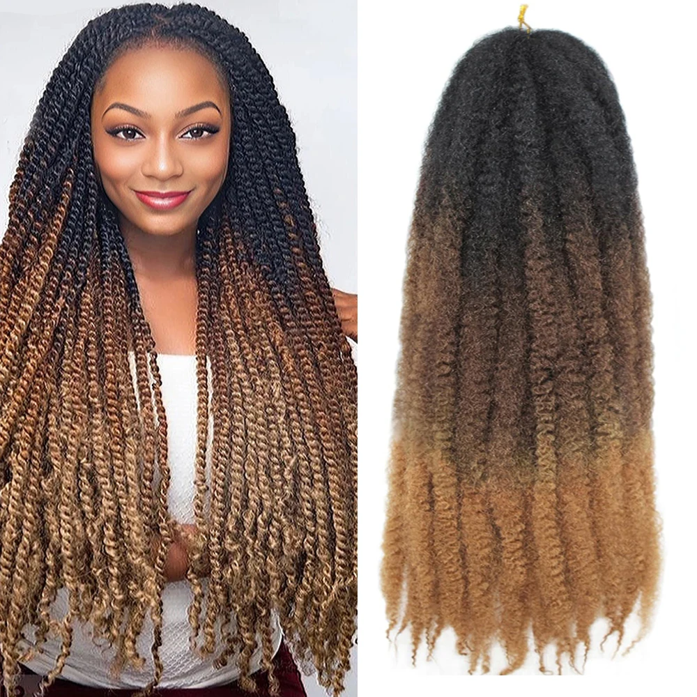 

18-дюймовые плетение волос Marley Twist, 8 упаковок, волосы Marley, вязанные крючком косы, омбре, пружинистые синтетические афро-кудрявые волосы, вязанные крючком