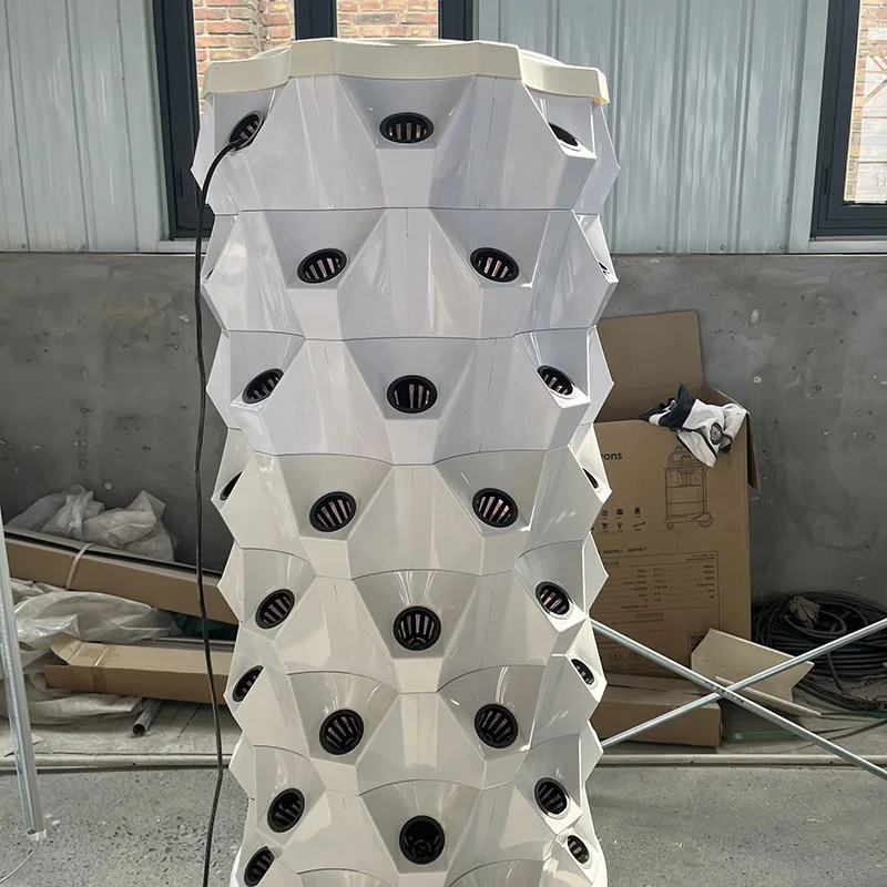 Cheap Large Garden Vertical Hydroponic Planting Tower Pneumatic System 6-12 Layers Food Grade ABS High Output Stable Structure