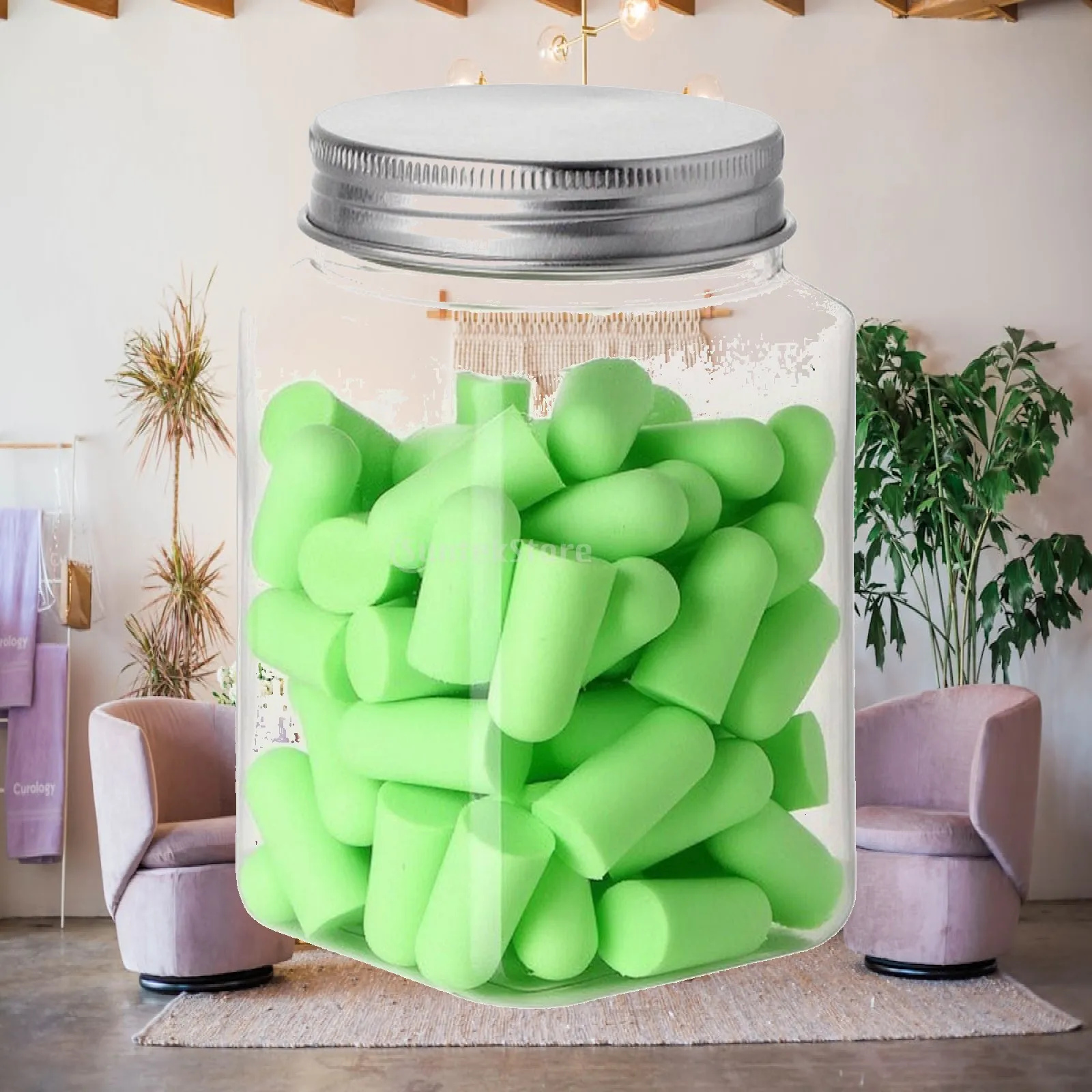 60 Pieces Earplug with Plastic Bottle Slow Rebound Foam Earplug Noise Reduction Earplugs Compressible Compact