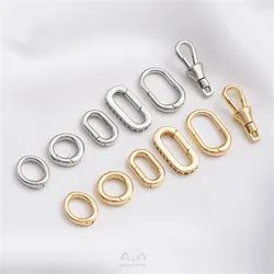 Universal Buckle 14K Gold Wrapped Circular Oval Spring Buckle for DIY Pearl Chain Lobster Buckle Accessories