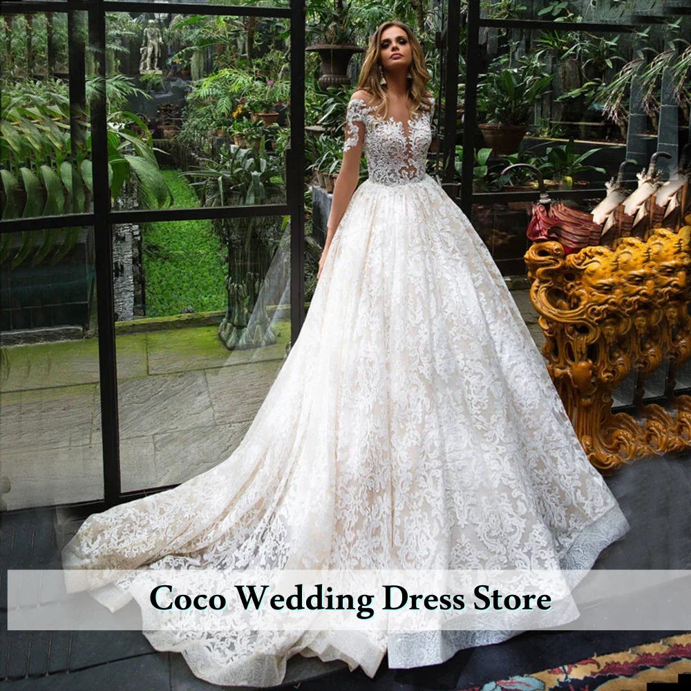 

Индивидуальные Элегантные Свадебные Платья Принцессы с Аппликациями и Кружевом, Длинный Рукав, Прозрачные Свадебные Платья Vestido De Novia Renda