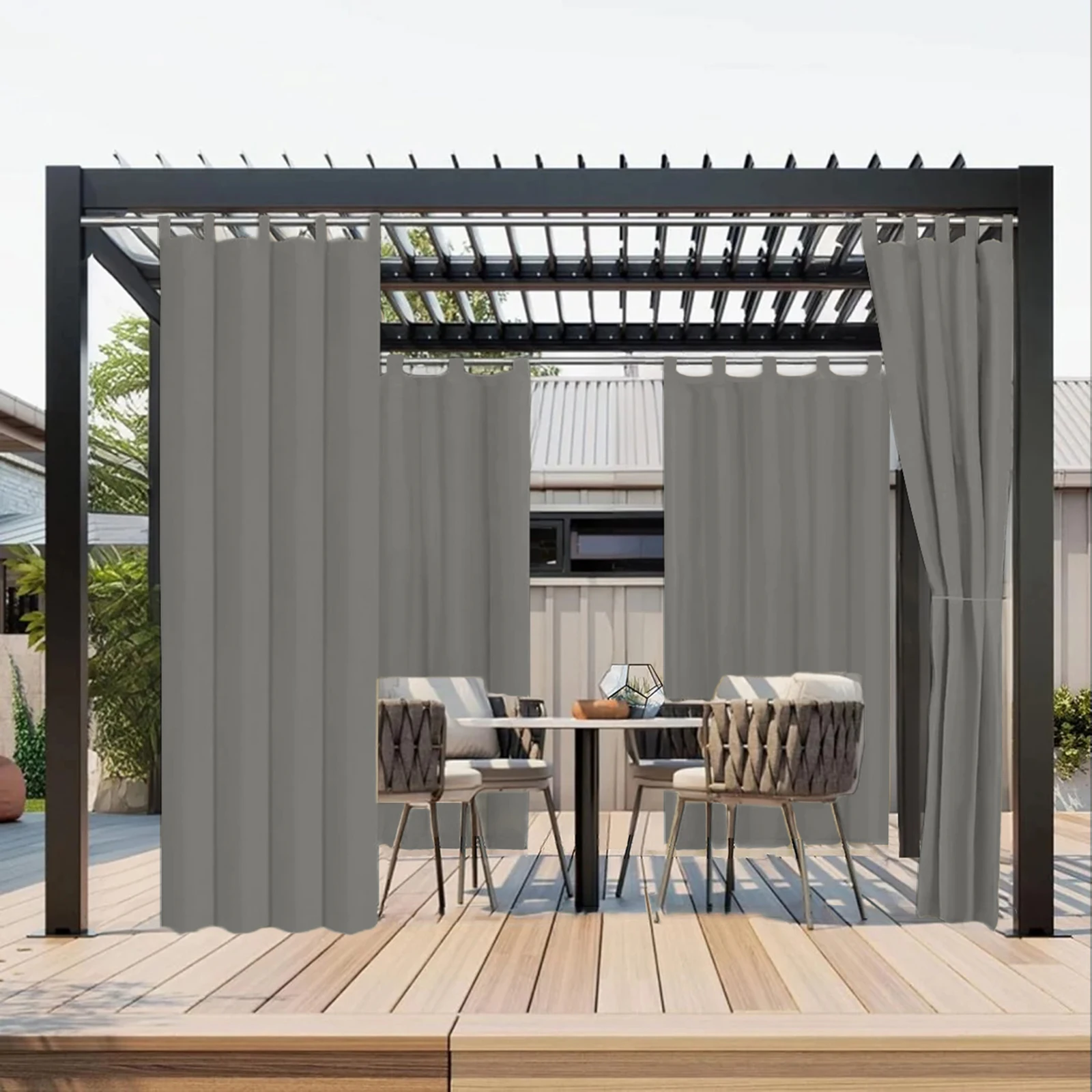 1 pannello di tenda da esterno, impermeabile e resistente al vento, ideale per patio, realizzata in tessuto Oxford da 230 g/m², con funzione di oscuramento e protezione della privacy, dotata di bordo