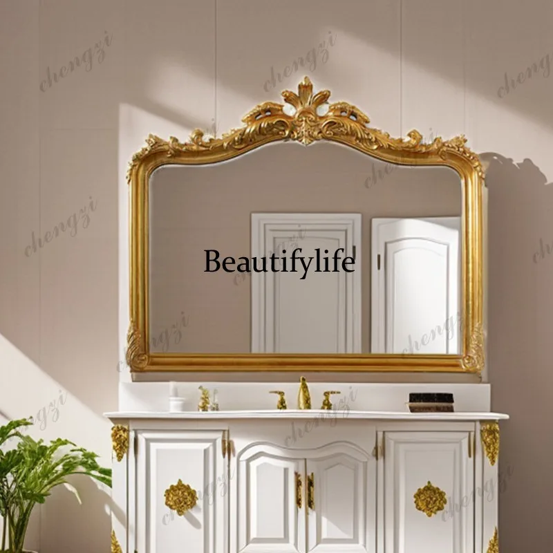 A74 Bathroom Bathroom Mirror Bedroom Carved Wall-mounted Makeup Mirror Wall-mounted Smart Makeup Mirror