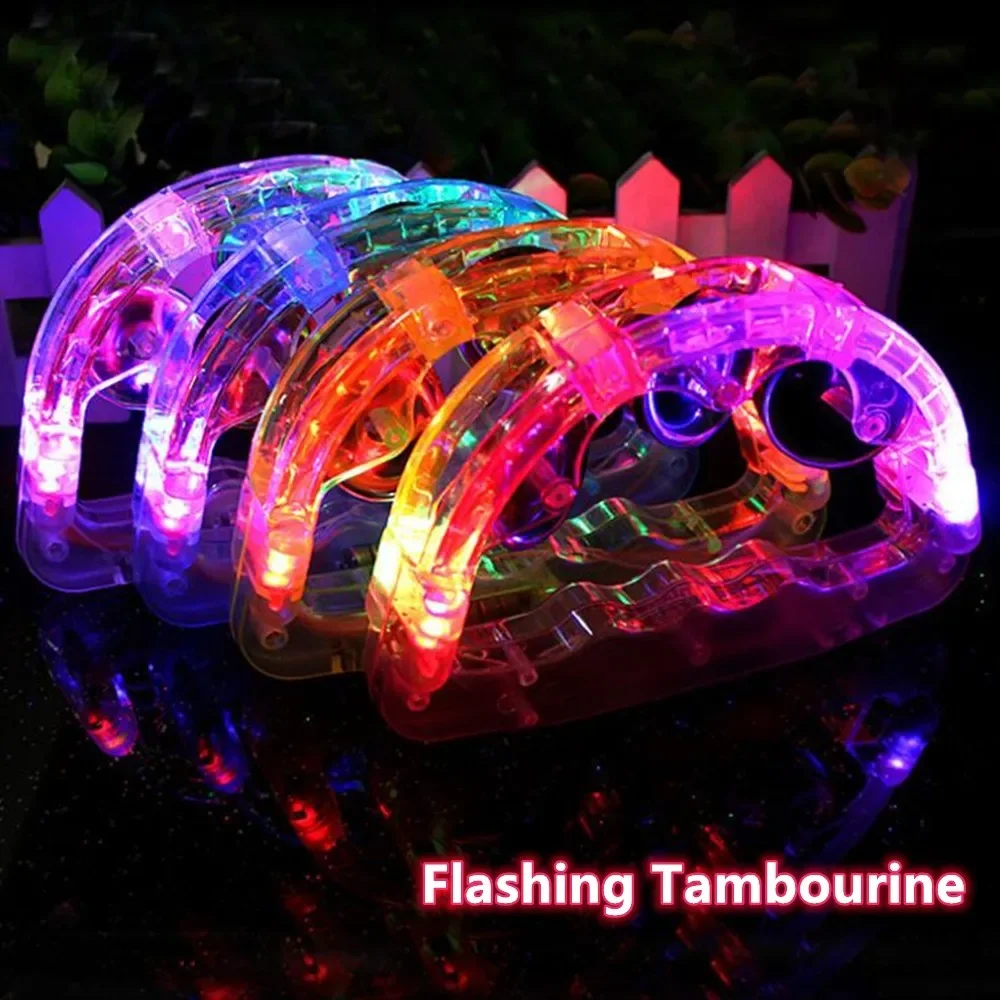 Flashing Tambourine LED Light Up Sensory Toy For Kids Musical Instrument Shaking Noisemakers Concert Parties Shaking Toys