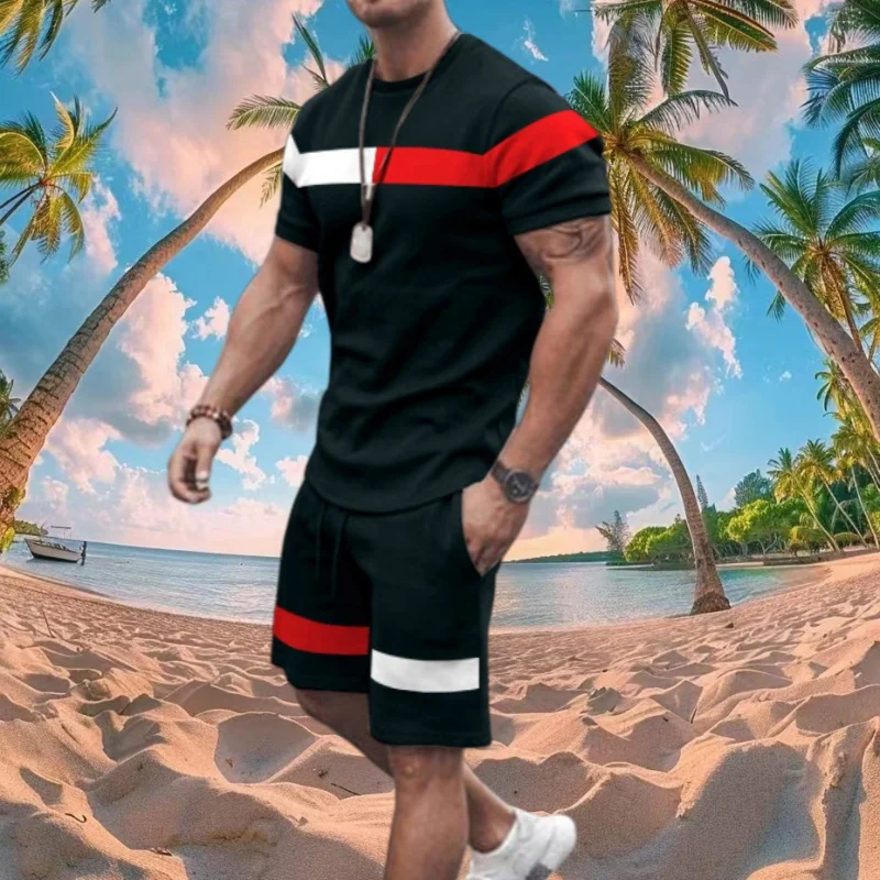 

Summer Men's Sets Shorts Outfits Male Clothing Street T Shirt Two Piece 3D Print Casual Clothes Oversized O-Neck Beach Tracksuit
