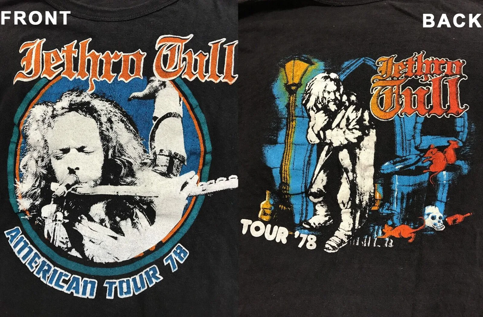 jETHRO tULL tOUR dOUBLE-SIDED t-SHIRT bLACK cOTTON tEE s TO 5xL jj2968