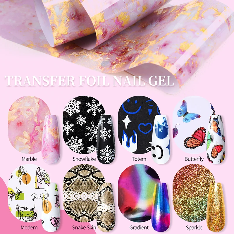 BORN PRETTY Papel de Transferencia de Gel de Uñas Esmalte Semi-Permanente Barniz para Pegamento Adhesivo de Uñas Remojar Off UV LED Gel Arte de Uñas 3