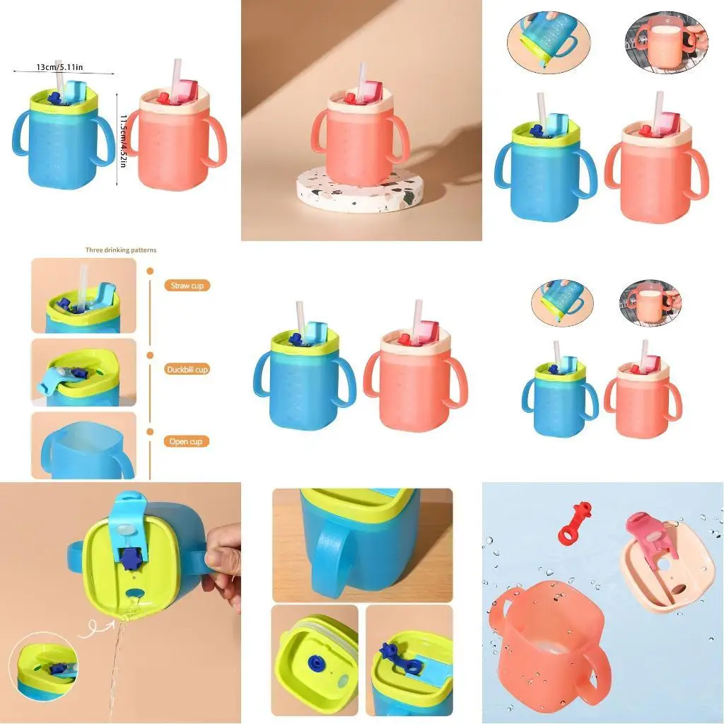 

Детская чашка для молока с соломинкой и герметичной крышкой. Детская чашка для питья. Простая в использовании чашка L8RB.