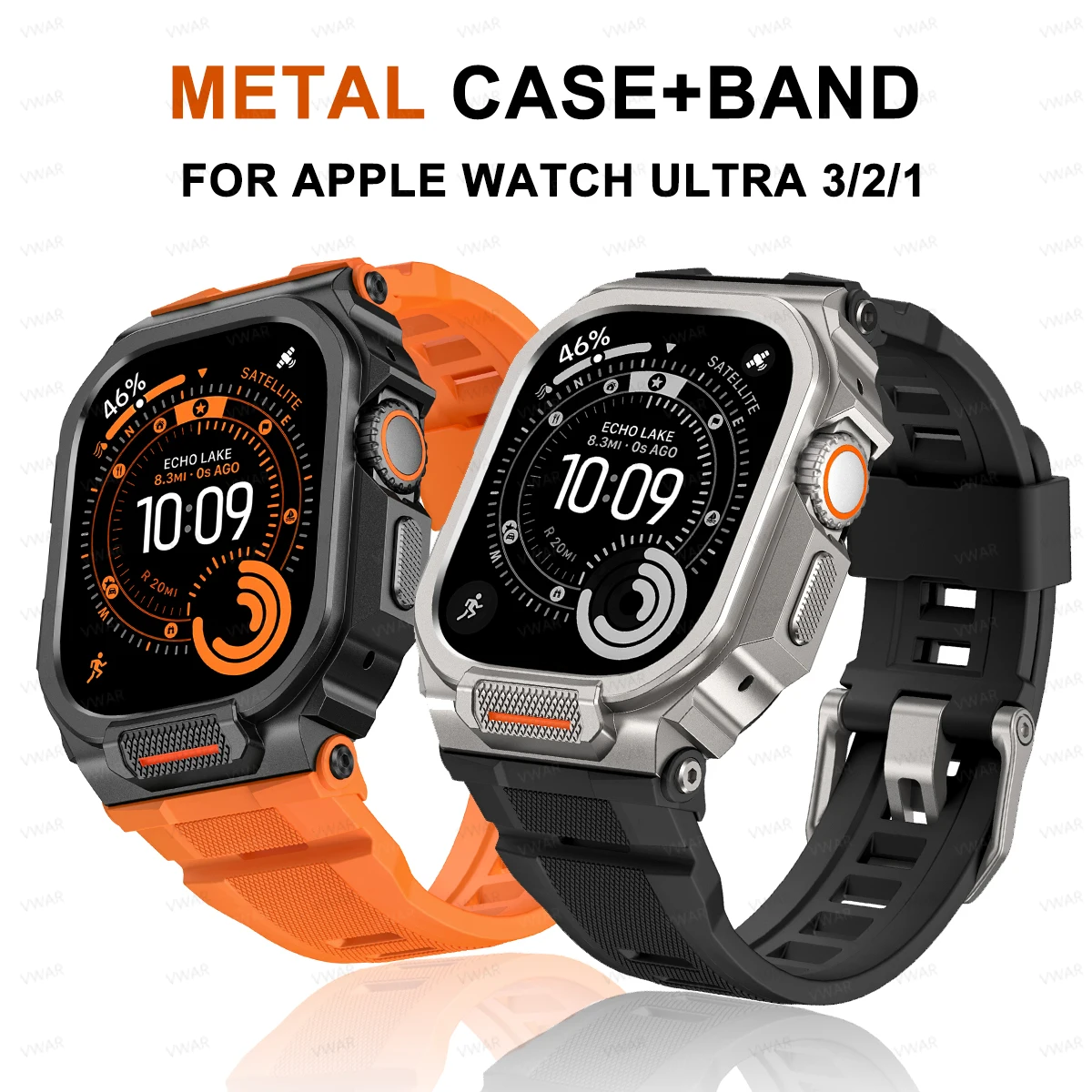 

Металлический корпус + ремешок для Apple Watch Ultra 3 2 49 мм, аксессуары для ремешков, спортивный силиконовый браслет + защитный бампер, чехол для iWatch 49 мм