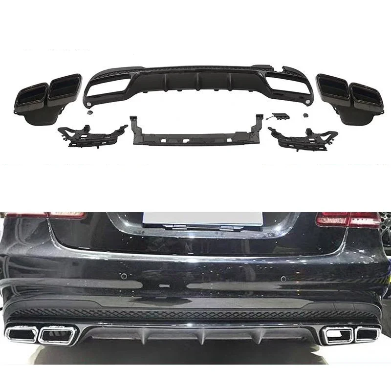 For W212 AMG Style Rear Diffuser Car Exterior Accessories Rear Bumper Splitter Diffuser With Exhaust For E Class W212