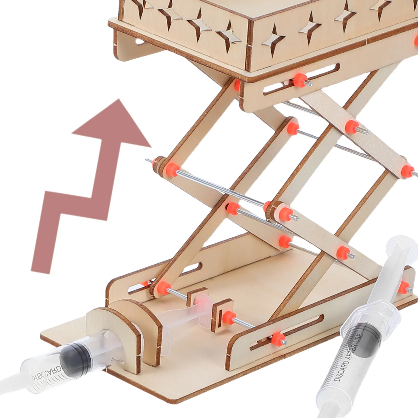 1Set Kit di esperimenti scientifici per macchina da laboratorio in legno con piattaforma di sollevamento idraulico fai-da-te per bambini Apprendimento pratico dell'attività dello stelo