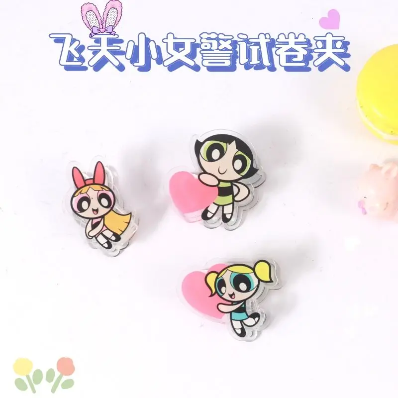 女の子のためのパワフルなパフクリップ,高品質のアクリル紙,学生のための紙のテストクリップ,漫画,qバージョン,卸売,カワイイ