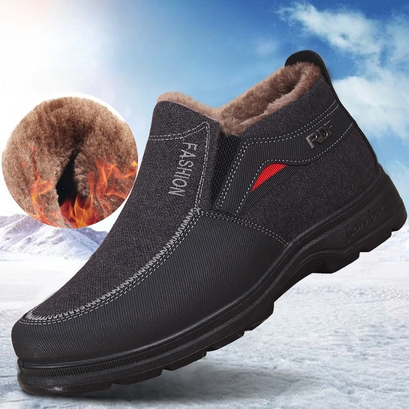 

2025 New Winter Men Boots Waterproof Snow Boots Warm Fur Casual Men Shoes Antislip Ankel Boots Plush Cotton Shoes