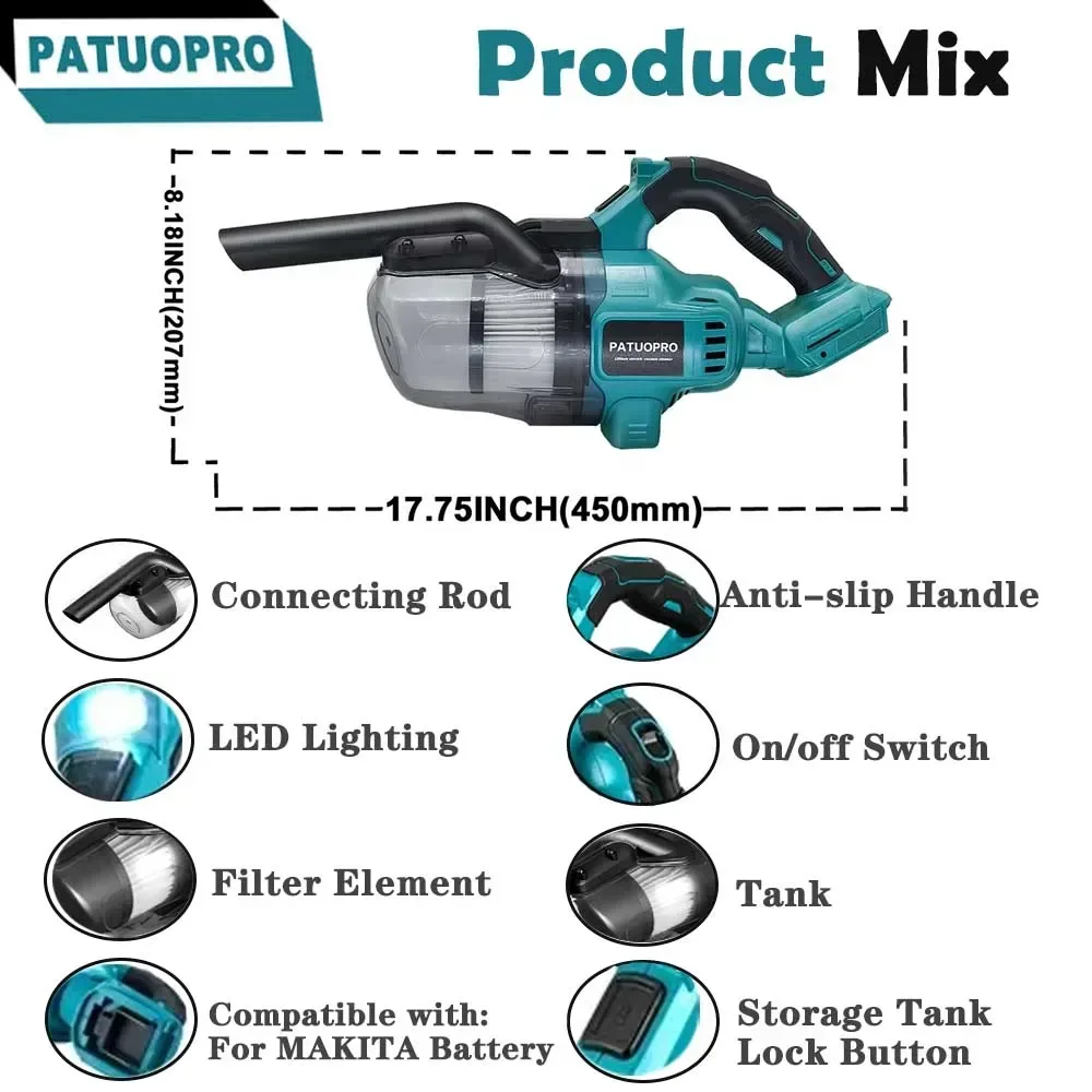 Cordless Handheld Staubsauger Power Clean Staubsauger Multi-funktion Staub Teppich Sammeln Maschine Für Makita 18v Batterie