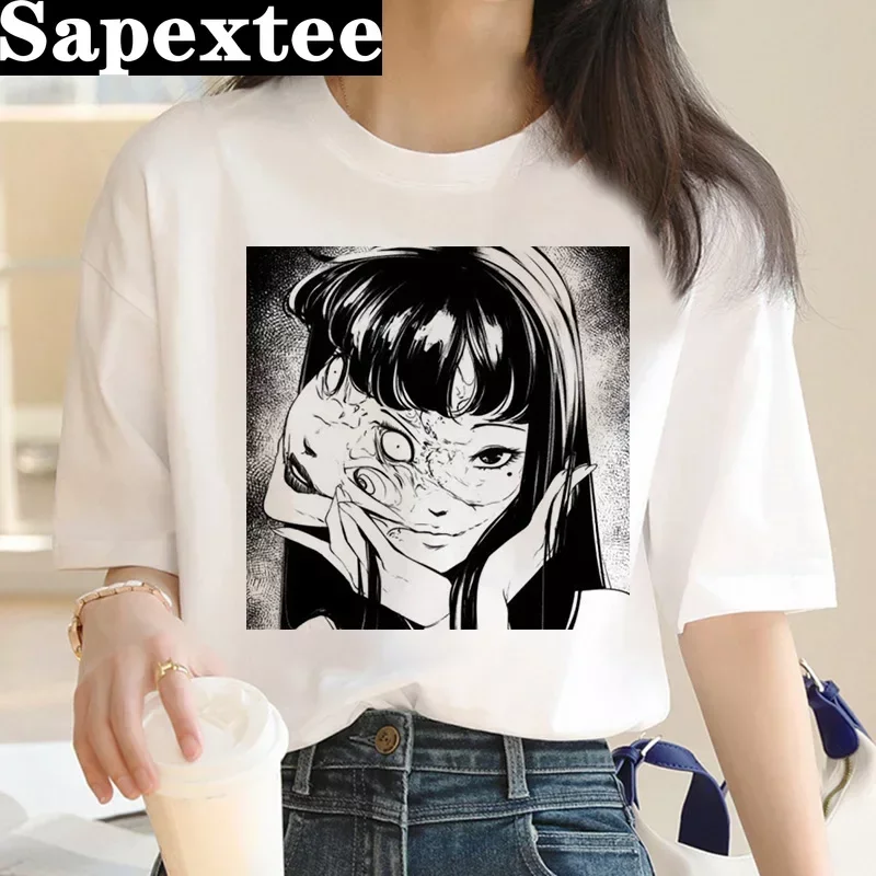 Camiseta junji ito para mujer, camiseta harajuku kawaii estética japonesa, ropa de calle tumblr