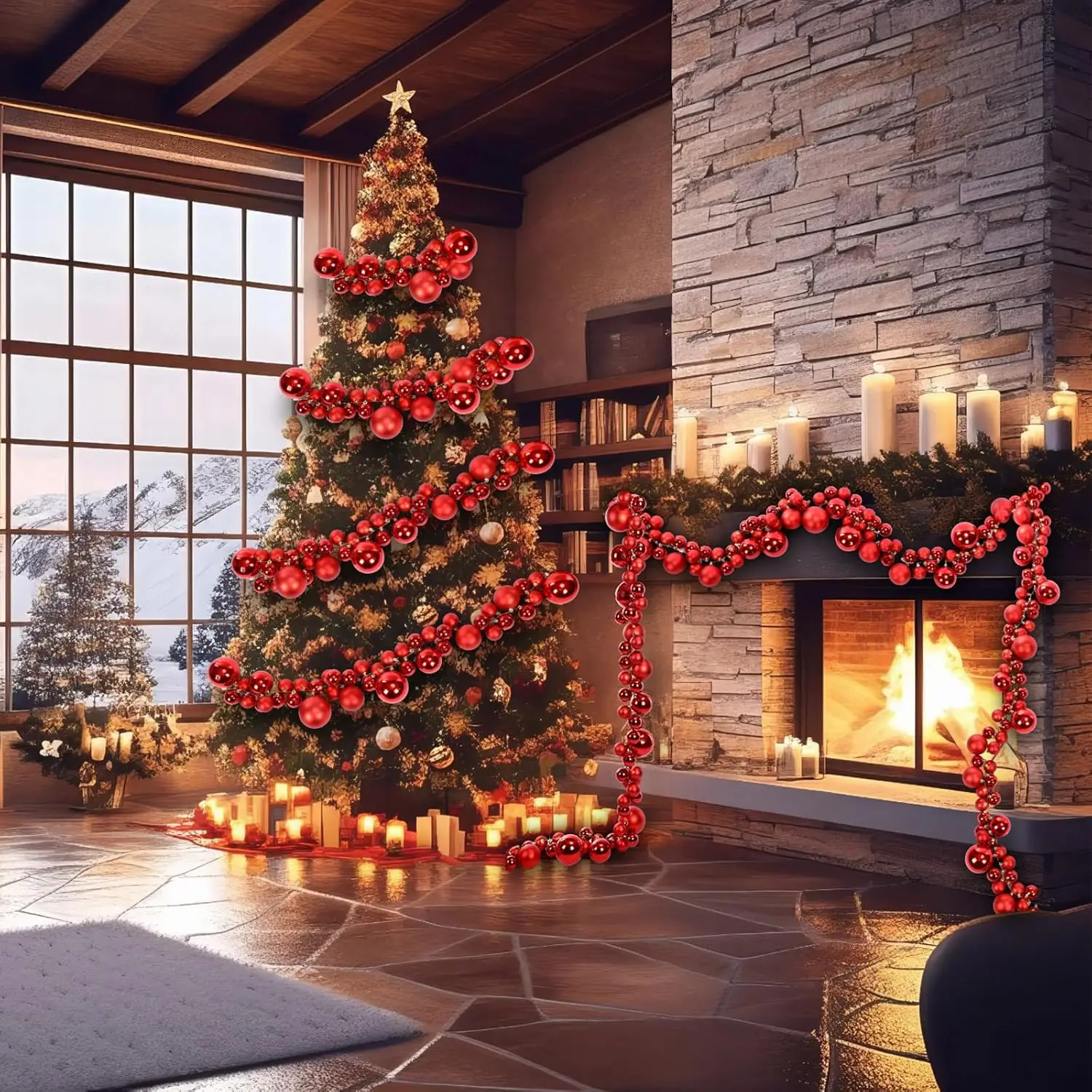 

Christmas Ball Garland Ornaments Hanging Shatterproof Xmas Balls Decorations for Home Indoor Outdoor·Factory Direct Sales