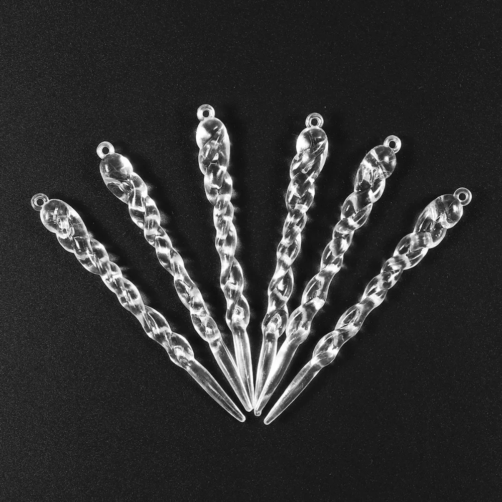 24pcs Acrylic Crystal Snowflake Icicle Pendants Clear DIY Christmas Tree Hanging Ornament Christmas Tree Decoration Navidad