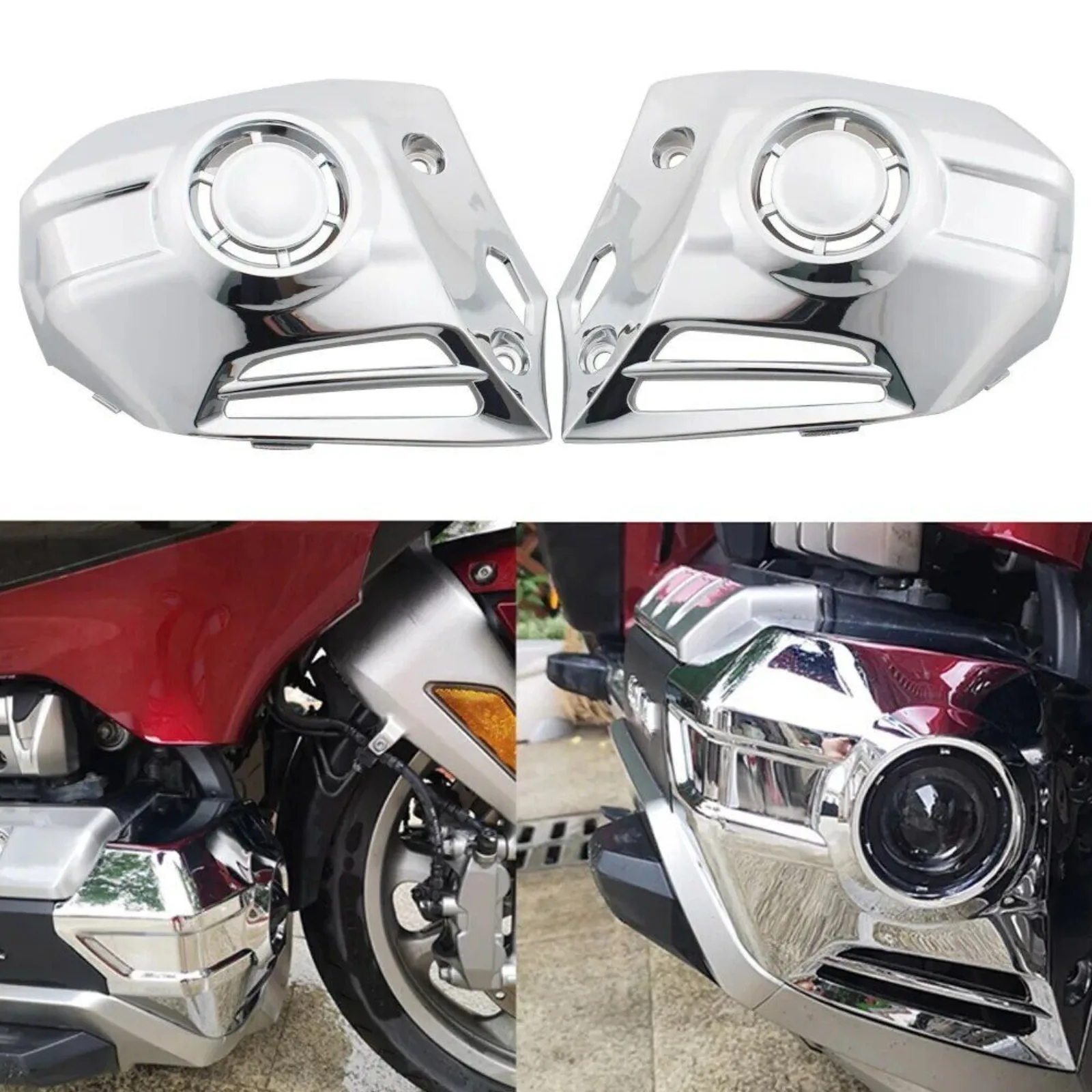 Chrome Lower Cowl Plastic Fog Light Covers For Honda Goldwing GL1800 2018-2020