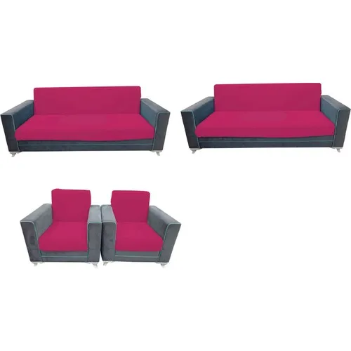 Kılıfsan Cotton Sleeveless Sofa set Fuchsia 3 + 3 + 1 + 1