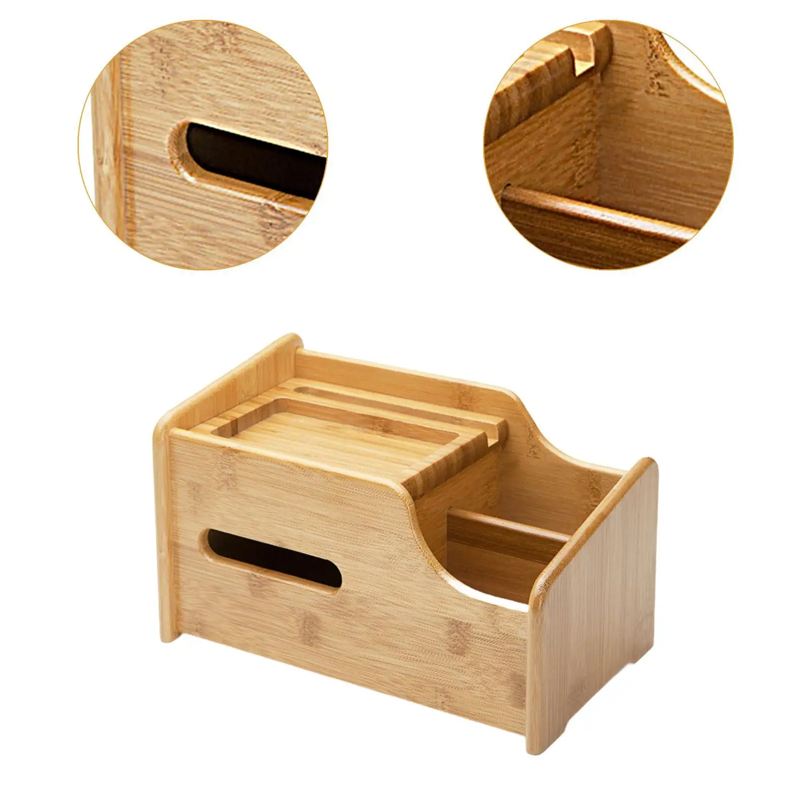 Remote Control Storage Box Bamboo Decoration for Home Living Room Kitchen