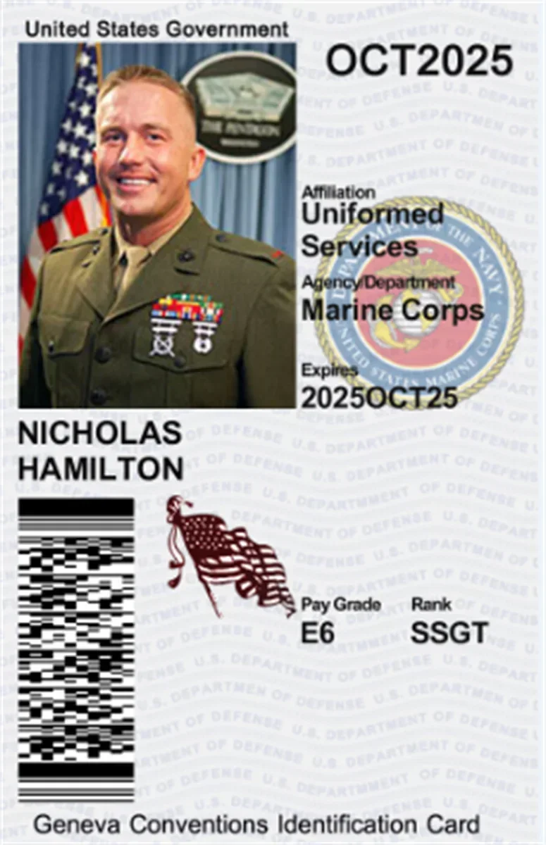 

Marine Corps COS Identity Card Prop Pack for American TV Series, Customizable