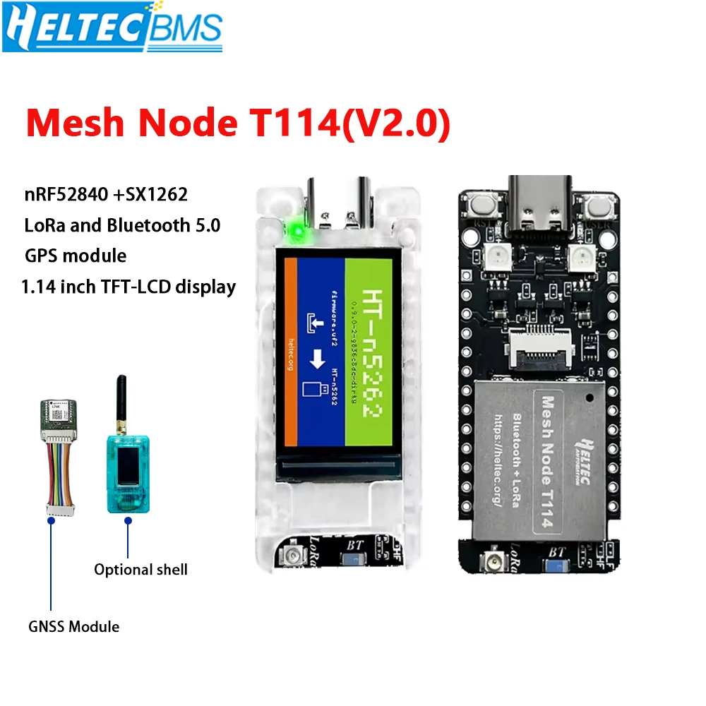 Heltec New Mesh Node T114 V2 Meshtastic Tracker nRF52840 SX1262 LoRaWAN LoRa Arduino BLE WiFi Positioning Devboard