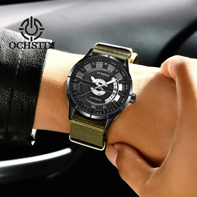 

ochstin hot model 2024 business high-end creative nylon series skeleton mechanical movement watch men's mechanical watches
