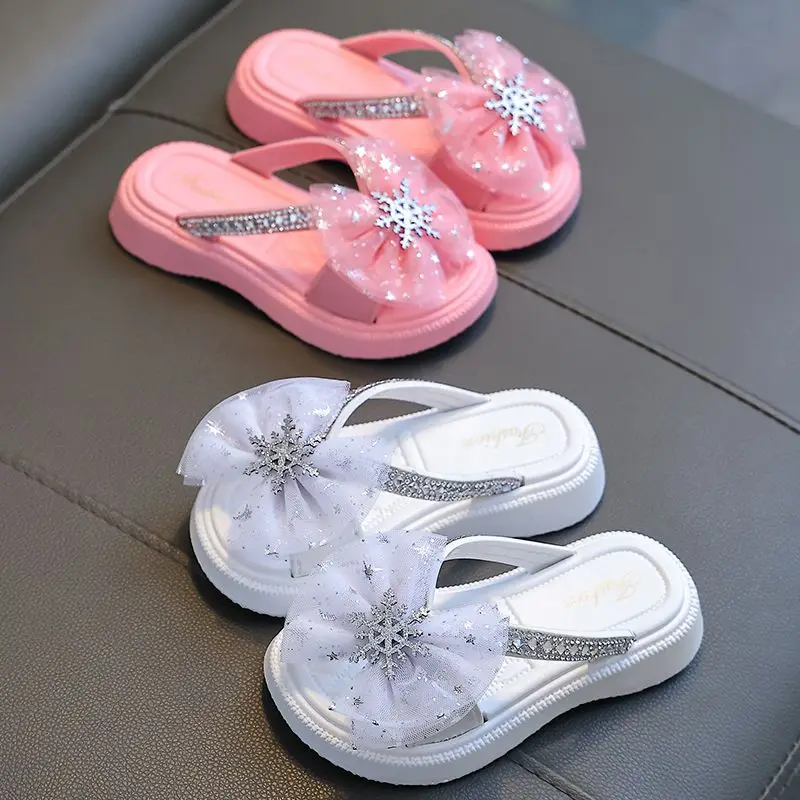 2023 Summer New Light Luxury Fashion Girls' Sandals Children's Shoes Princess Pearl Shoes Baby Soft-soled Shoes Boutique