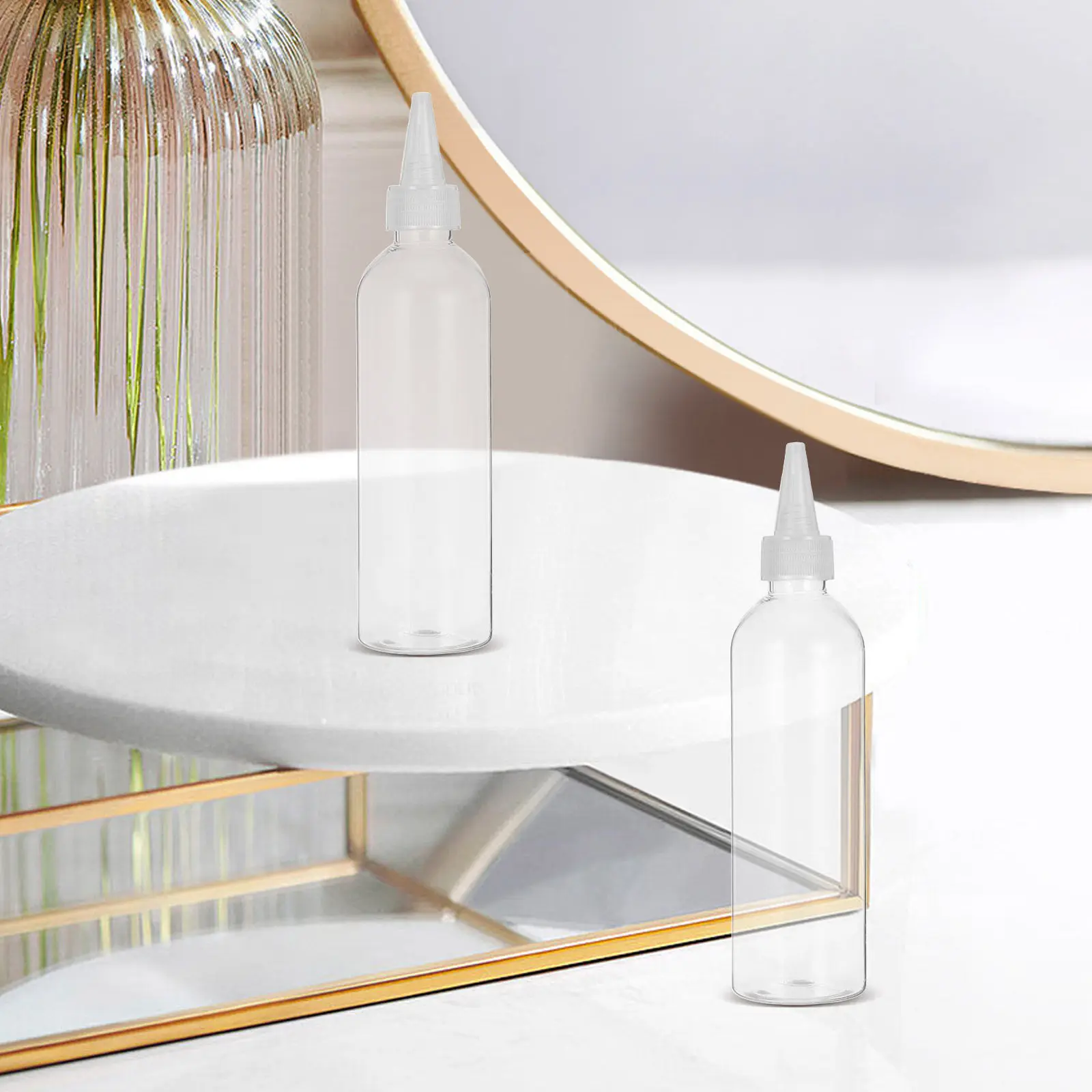 12Pcs 100Ml Transparent Refillable Squeeze Bottle Pet Precision Nozzle Leakproof Dispensing Bottle for Lotion Shampoo Hair Dye