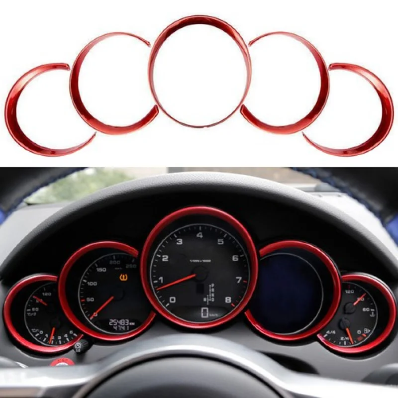 

A+ 5Pcs Red Anodized Dashboard Instrument Frame Trims For Porsche 911 991 2011-2018