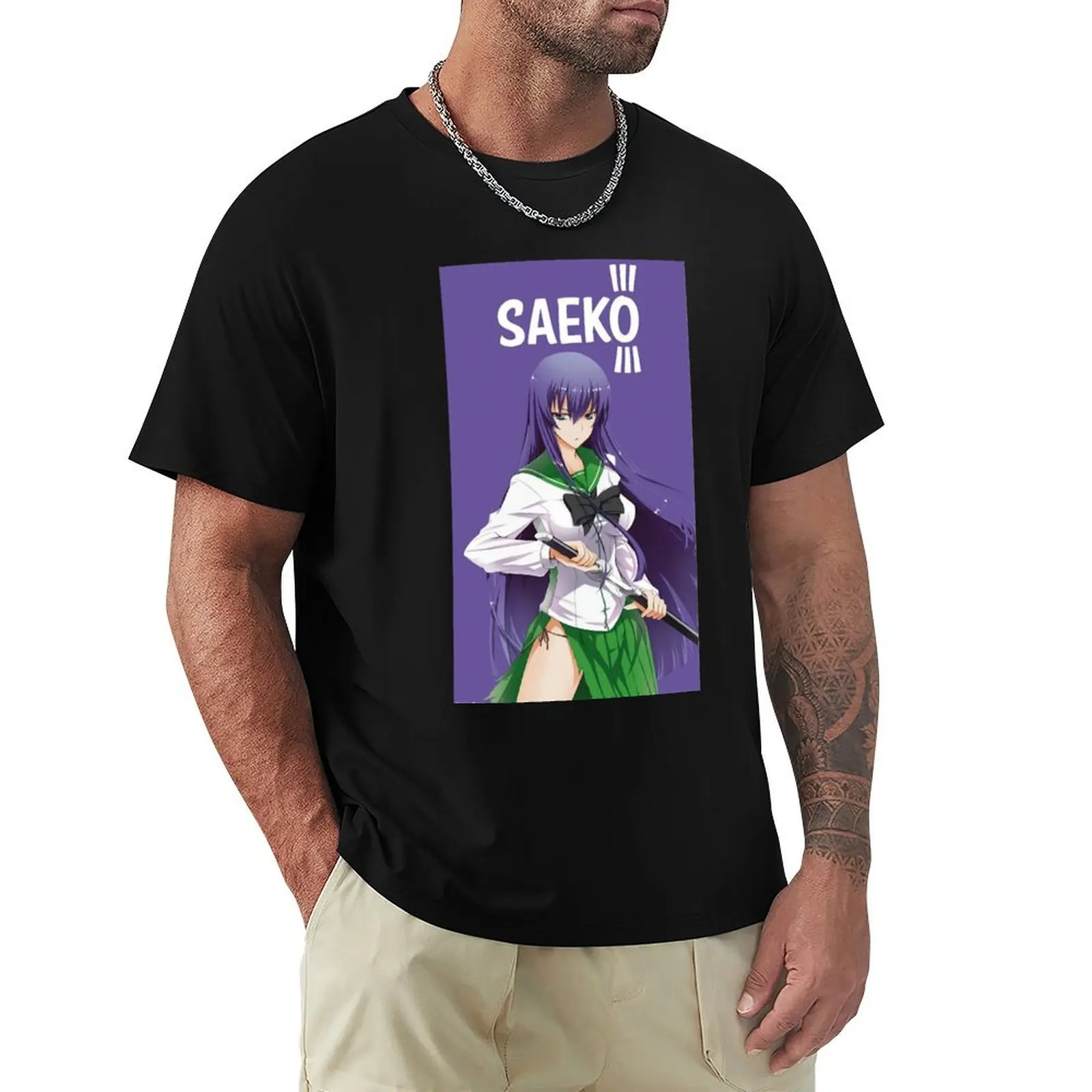 Regalo divertido para Saeko - Camiseta con gráfico de Highschool Of The Dead para fanáticos, camiseta con estampado de arte lineal simple