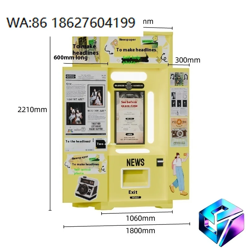 Retro Newspaper Style SLR WiFi Photo Booth Custom Logo Pop Up Self Service Photobooth For Brand Marketing Campaign Events
