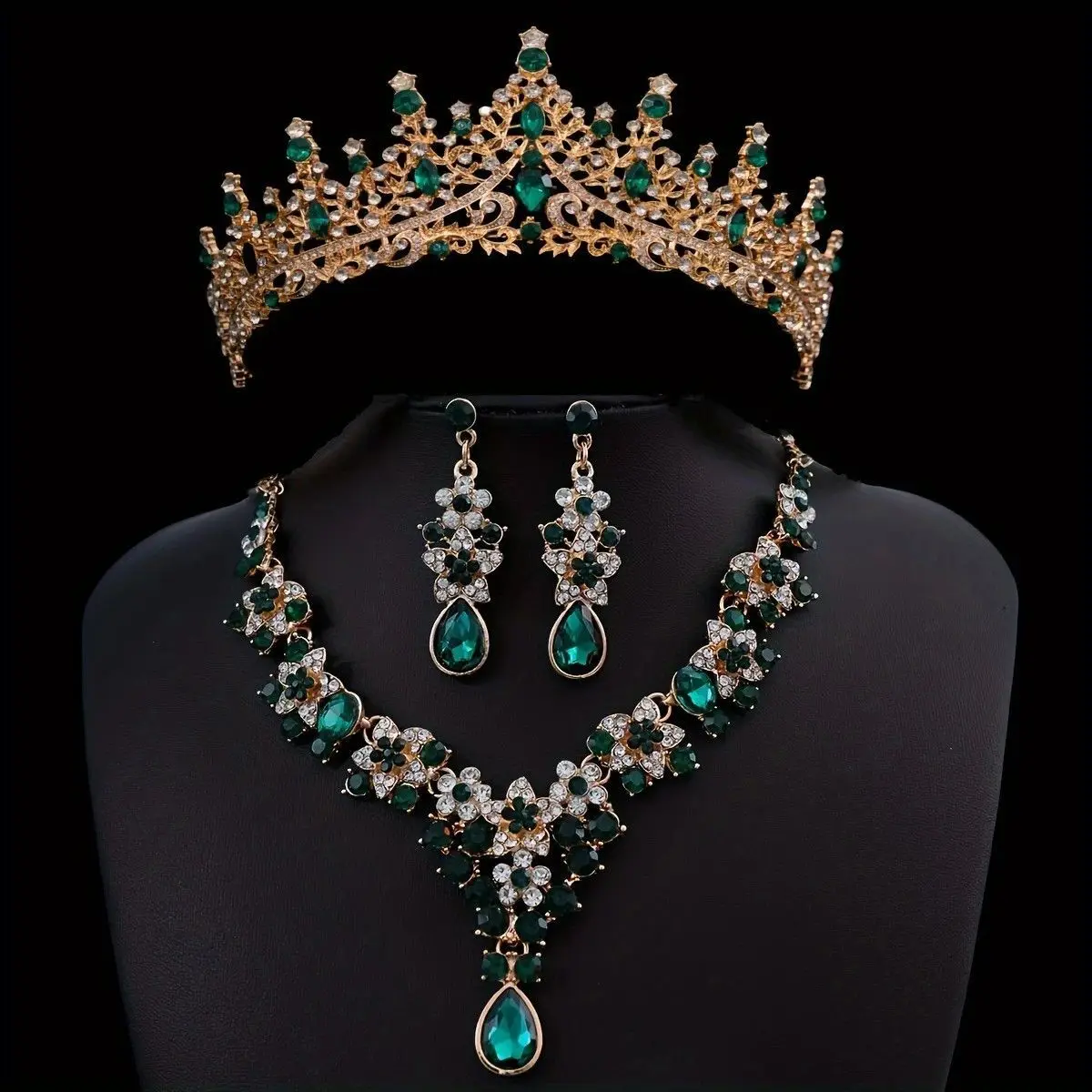KMVEXO 3 قطعة/المجموعة الملكي الملكة التيجان وقلادة أقراط ل مجوهرات الزفاف مجموعات النساء العرائس الزفاف تاج حفلة موسيقية اكسسوارات #5